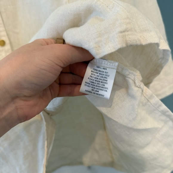 JM Collection 100% Linen Cream Gold Button Down Long Sleeve Blouse Sz 20W NWT - Picture 8 of 12